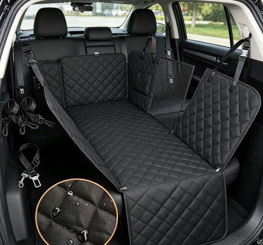 PETCRUZO Waterproof Dog Car Back Seat Cover with Metal Buckles | Non-Slip Pet Seat Protector | Scratch-Resistant, Machine Washable | Fits Most Cars, SUVs & Trucks | Black