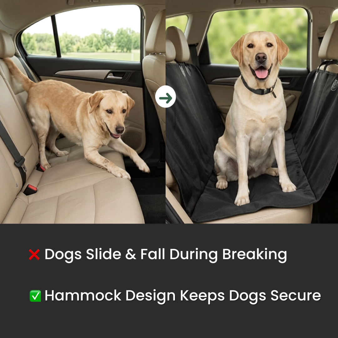 PETCRUZO Waterproof Dog Car Back Seat Cover with Metal Buckles | Non-Slip Pet Seat Protector | Scratch-Resistant, Machine Washable | Fits Most Cars, SUVs & Trucks | Black