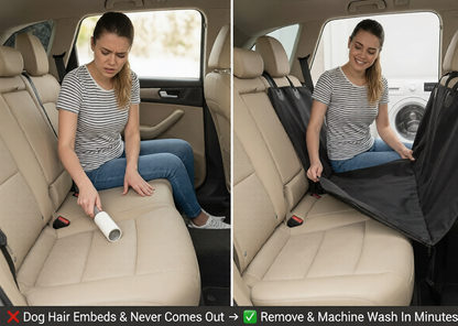 PETCRUZO Waterproof Dog Car Back Seat Cover with Metal Buckles | Non-Slip Pet Seat Protector | Scratch-Resistant, Machine Washable | Fits Most Cars, SUVs & Trucks | Black