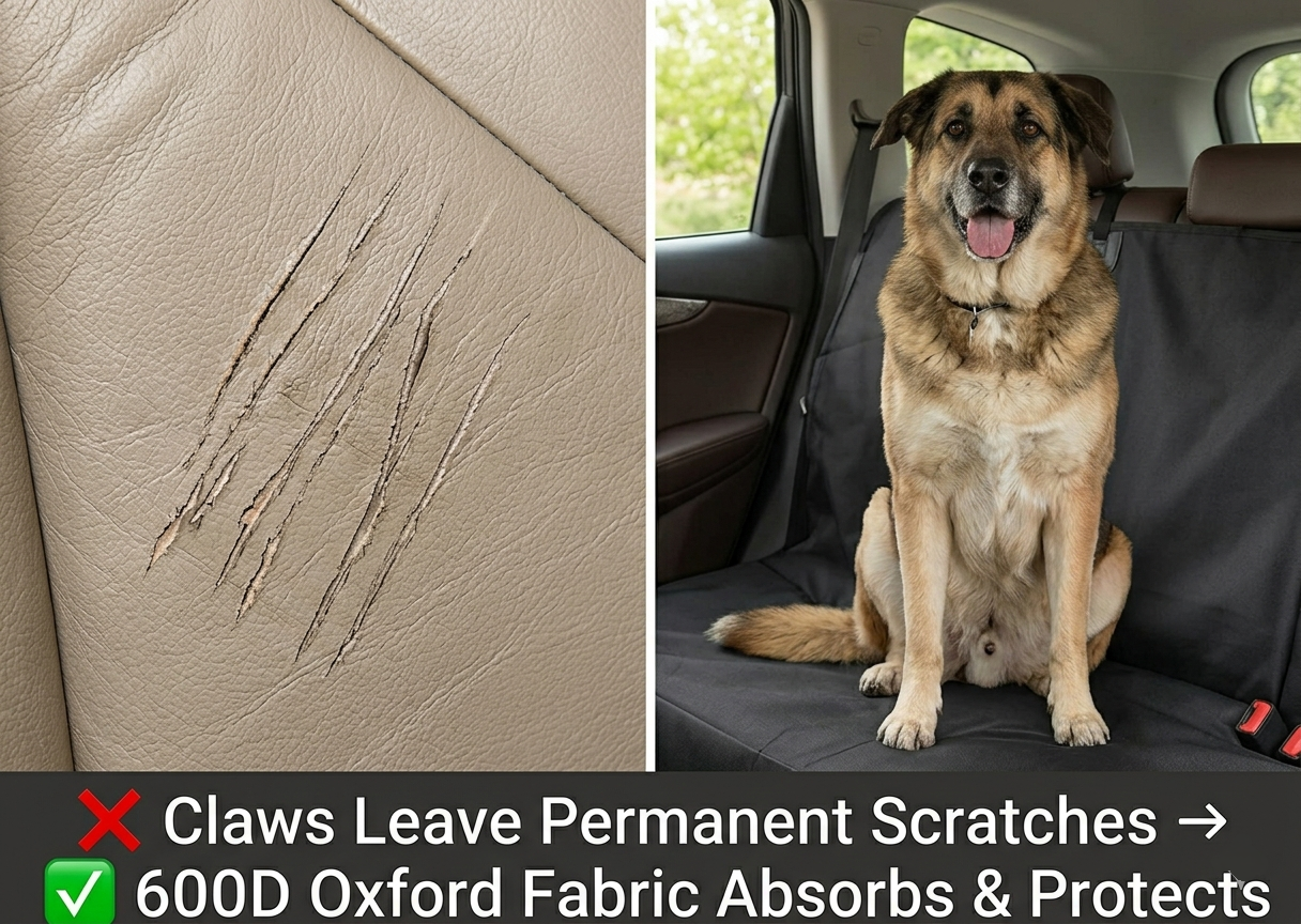 PETCRUZO Waterproof Dog Car Back Seat Cover with Metal Buckles | Non-Slip Pet Seat Protector | Scratch-Resistant, Machine Washable | Fits Most Cars, SUVs & Trucks | Black
