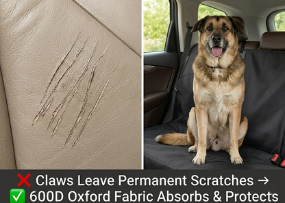 PETCRUZO Waterproof Dog Car Back Seat Cover with Metal Buckles | Non-Slip Pet Seat Protector | Scratch-Resistant, Machine Washable | Fits Most Cars, SUVs & Trucks | Black
