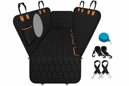 PETCRUZO Waterproof Dog Car Back Seat Cover with Metal Buckles | Non-Slip Pet Seat Protector | Scratch-Resistant, Machine Washable | Fits Most Cars, SUVs & Trucks | Black