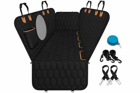 PETCRUZO Waterproof Dog Car Back Seat Cover with Metal Buckles | Non-Slip Pet Seat Protector | Scratch-Resistant, Machine Washable | Fits Most Cars, SUVs & Trucks | Black