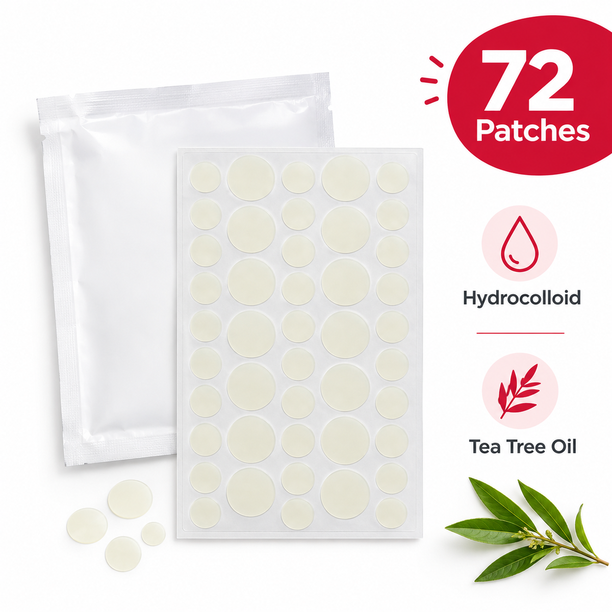 Blemish Away Hydrocolloid Pimple Patches with Tea Tree Oil (72 Count)